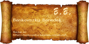 Benkovszky Benedek névjegykártya